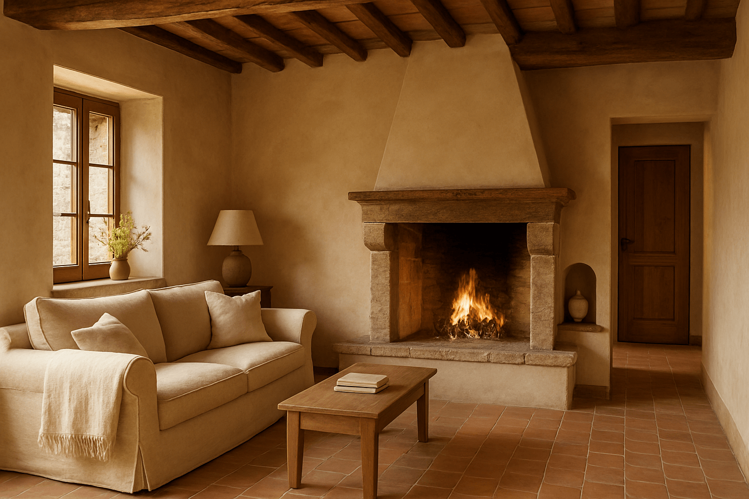 Interno di una casa rustica toscana