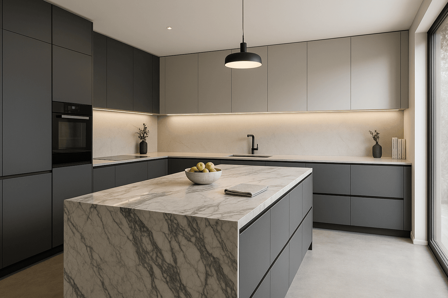 Cucina moderna su misura con isola centrale